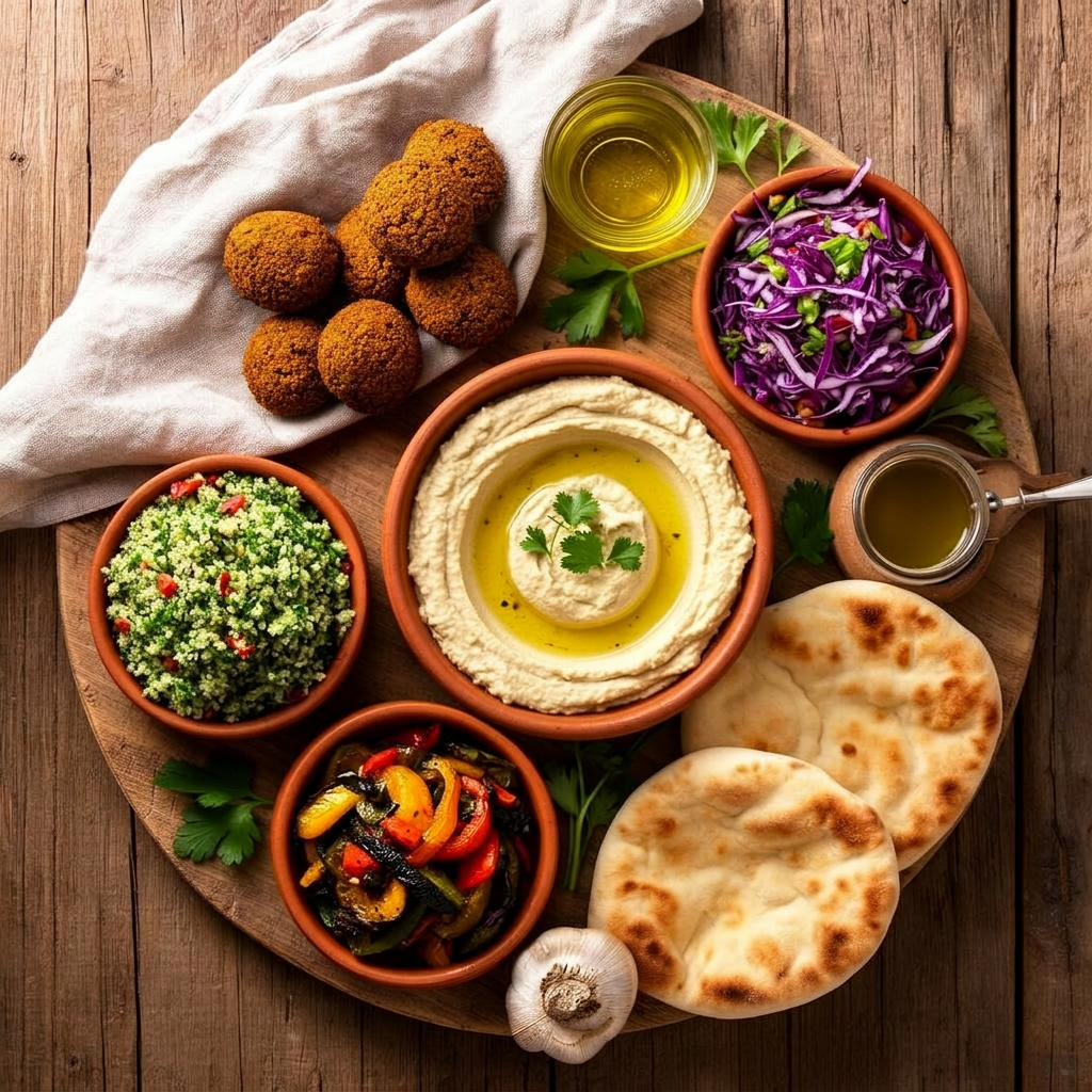 Mesa de falafel